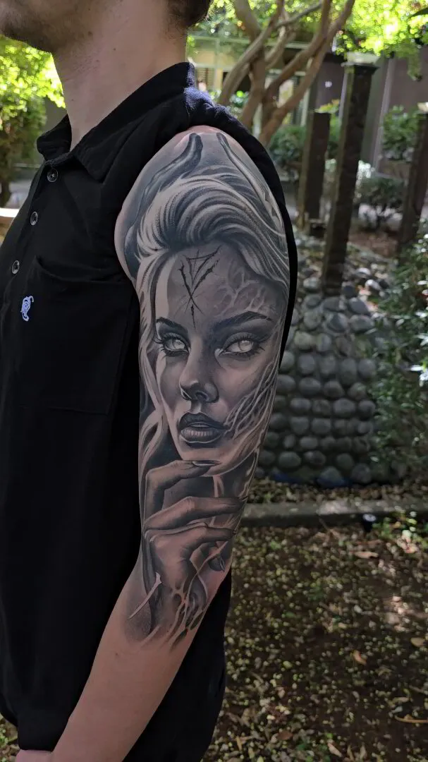 Custom tattoo by Gage Cheesman, Alliance Tattoo Eugene Oregon